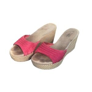 UGG Australia Red Suede Espadrille Slide Platform Sandals - Size 6 1/2
